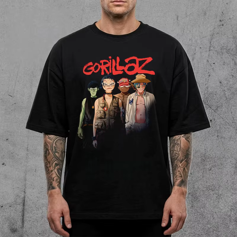 Gorillaz TOTTENHAM STADIUM 20TH JUNE 2026 Merch Summer T Shirt Coton Unisexe Hommes Femmes T-Shirt Fans Vintage Casual Tee