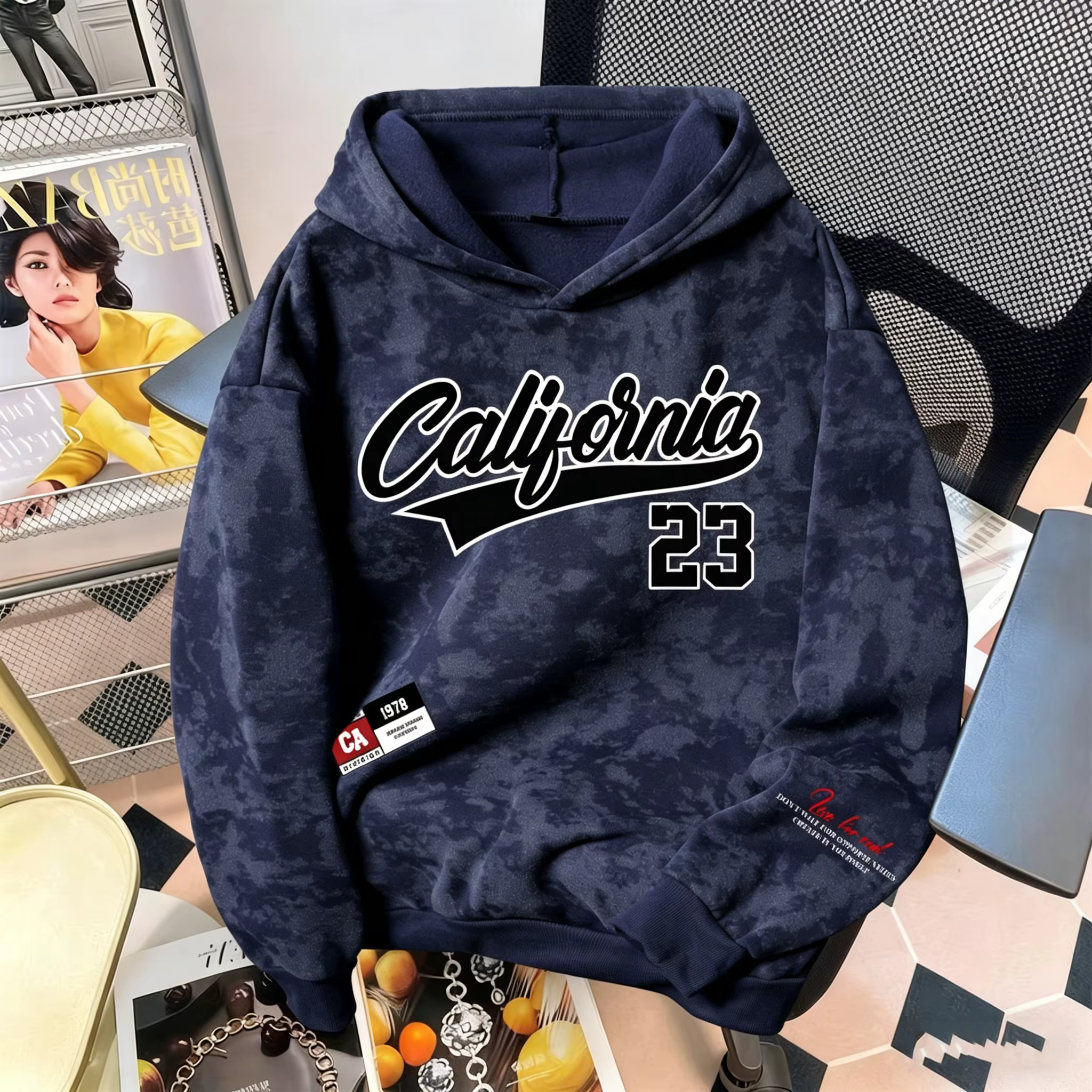 Sweat-shirt à capuche vintage délavé pour homme