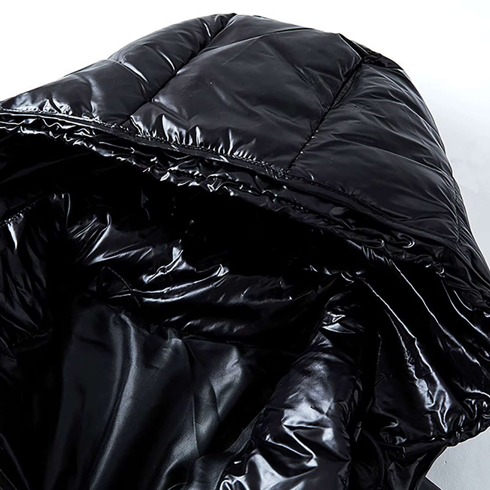 Doudoune homme décontracté noir brillant Couple unisexe à capuche bouffante vêtements d'extérieur hommes léger chaud épaissi pain rembourré manteau