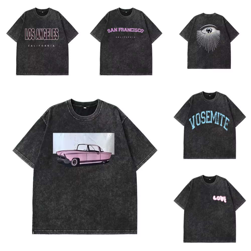 T-shirt American Street avec texte « Los Angeles » et imprimé voiture rose