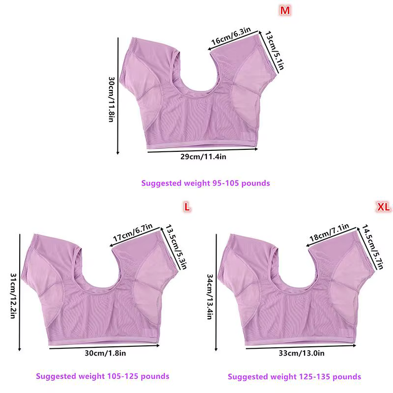 T-shirt en maille absorbant la transpiration pour femmes, avec coussinets transparents sous les aisselles, pour le travail quotidien, le sport et les activités de plein air, confortable