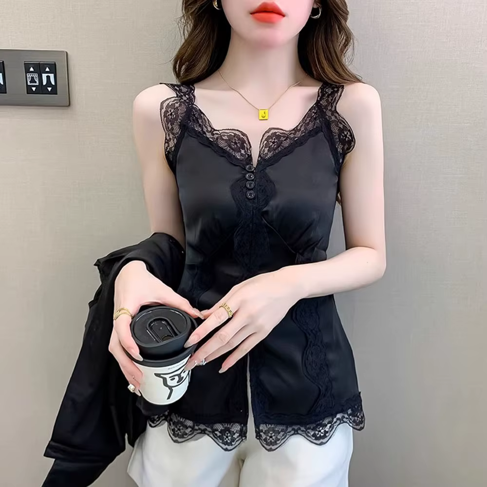 Camisole en dentelle à l'acide acétique pour femme