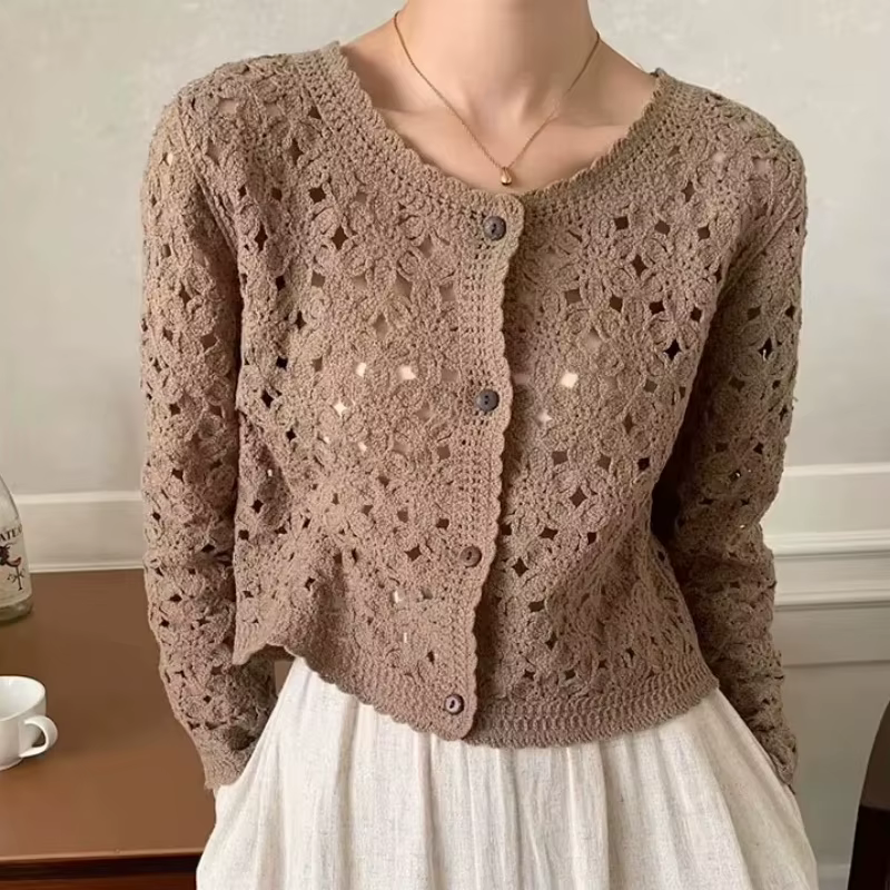 Haut en Crochet à manches longues pour femmes