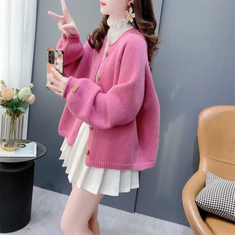 Pull tricoté à col rond pour femme, vêtements bon marché, nouveautés tendance 2025, décontracté, attrayant, tenue de bureau, Cardigan solide pour femmes