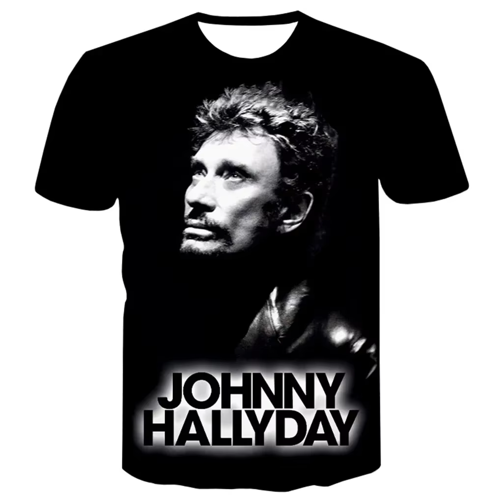 Nouveau le plus populaire chanteur Pop Johnny Hallyday 3D imprimé T-shirt hommes femmes Rock décontracté Streetwear vêtements Hip Hop Harajuku hauts