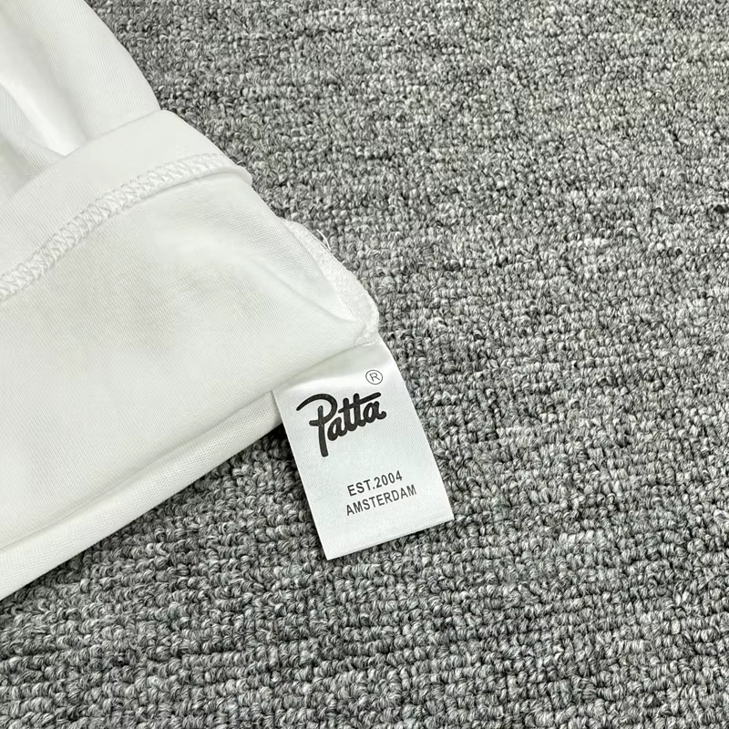T-shirt classique Patta 26SS Nouvelle Collection – Homme/Femme – Coton ample décontracté – Imprimé lettres PATTA noir et blanc – Manches courtes