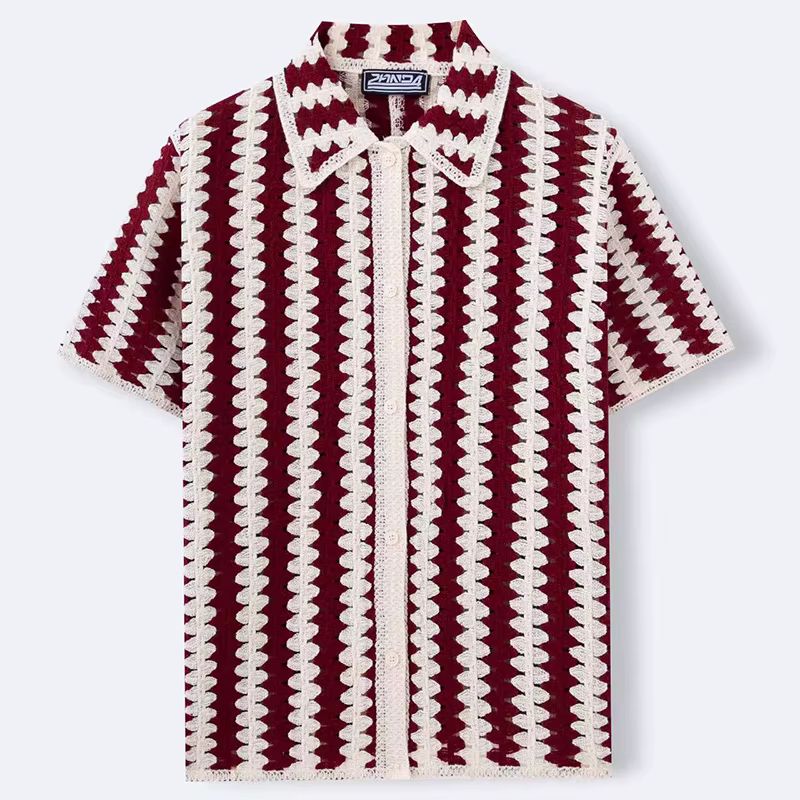 Polo en tricot rayé rétro français pour hommes