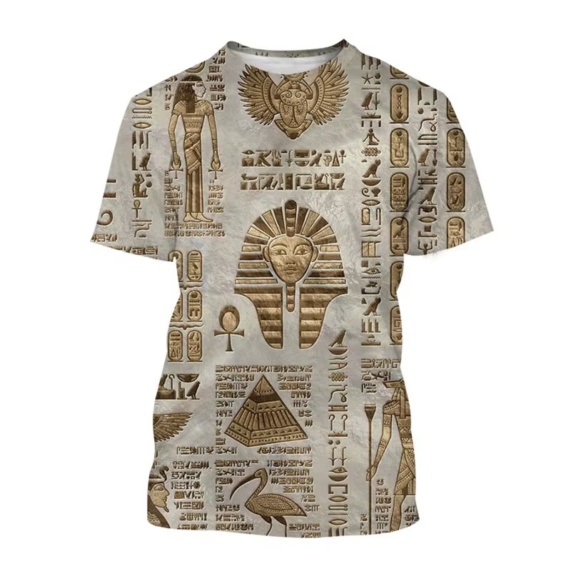 T-shirt à manches courtes avec impression 3D du pharaon Anubis