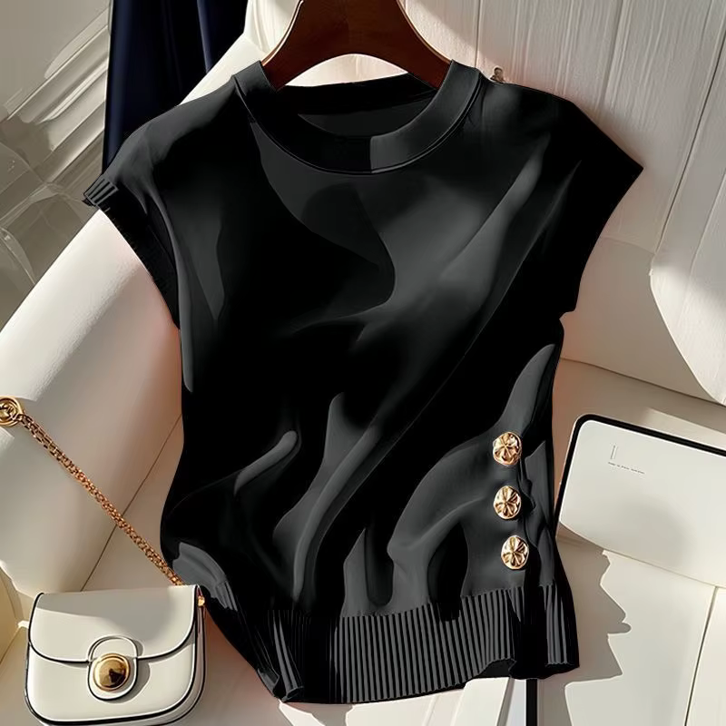 Nouveau pull coréen d'été 2026 à col rond pour femme – Chic