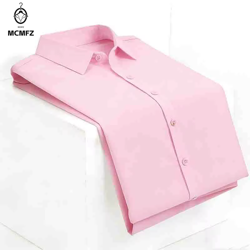 Chemise habillée noire pour homme, sans repassage, à manches courtes, boutonnée, col rabattu, pour le bureau