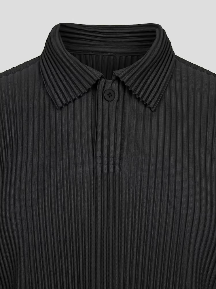 Miyake Plisse haut à revers Polo t-shirt pour hommes