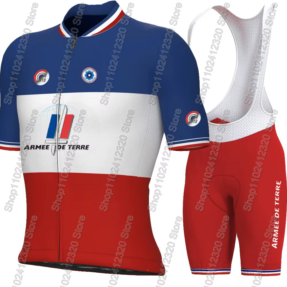 Ensemble Maillot et Cuissard Cycliste Équipe de France 2026 – Tenue d'Été pour Vélo de Route et VTT – Maillot et Short de Cyclisme
