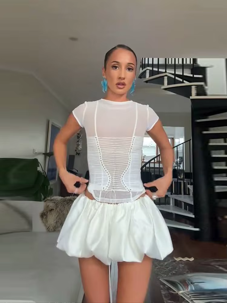 T-shirt Corset Chic pour Femme à Manches Courtes