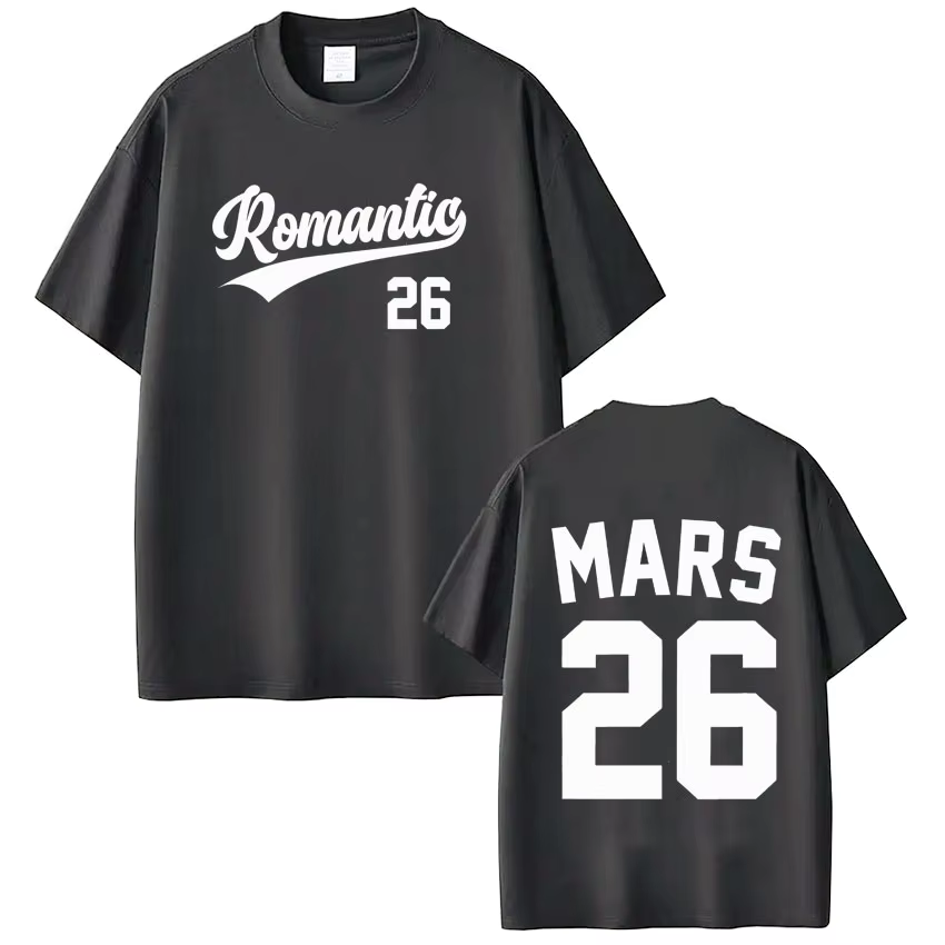 Bruno Mars The Romantic Tour 2026 T-shirt imprimé pour hommes et femmes