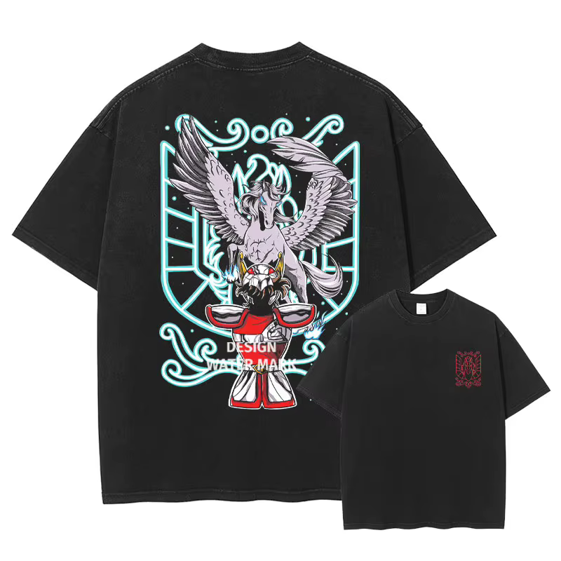Anime Saint Seiya T-shirt zodiaque doré Shaka Saga Muu Shun Vintage lavé hauts t-shirts surdimensionné à manches courtes