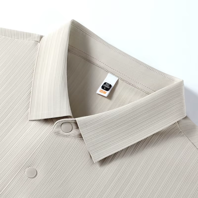 Polo de protection UV haut de gamme pour hommes – Conception texturée à rayures verticales