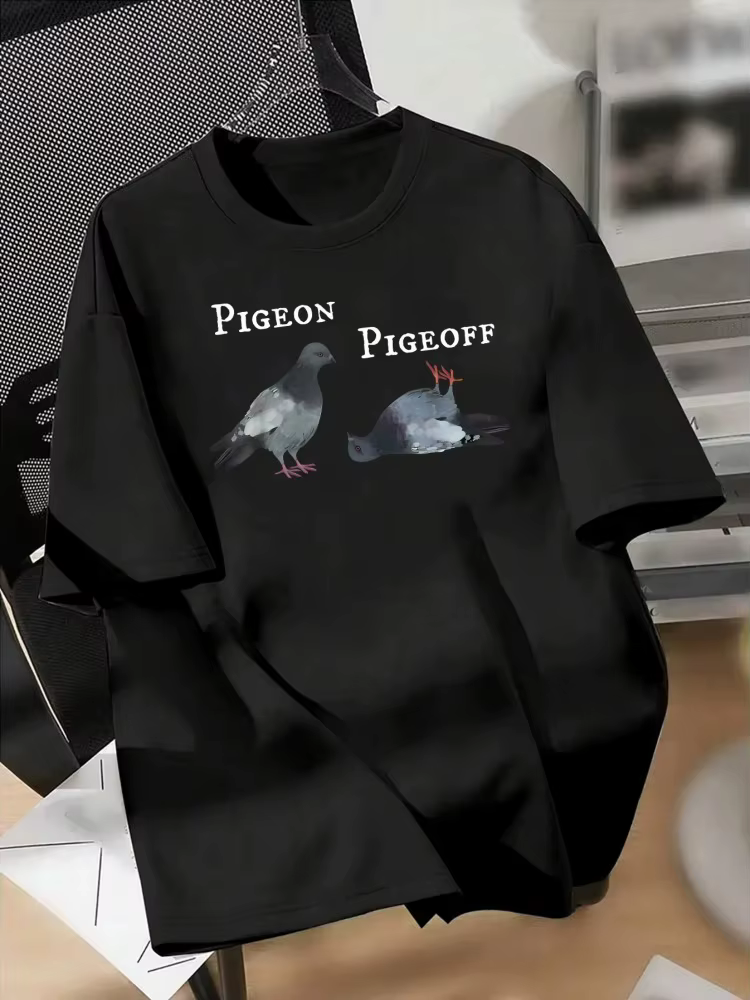 T-shirt pour homme en coton 100% de qualité supérieure avec impression drôle de pigeon