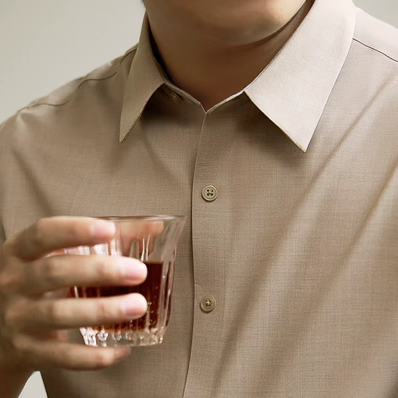 ​ ​ Chemise à manches longues en modal cool touch pour hommes sans fer – Business décontracté résistant aux rides ​ ​    Vêtements de bureau formels