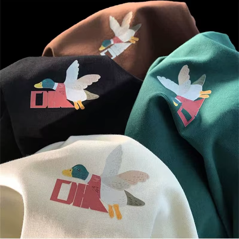 T-shirts d'été à col rond avec motif de canard de dessin animé pour hommes