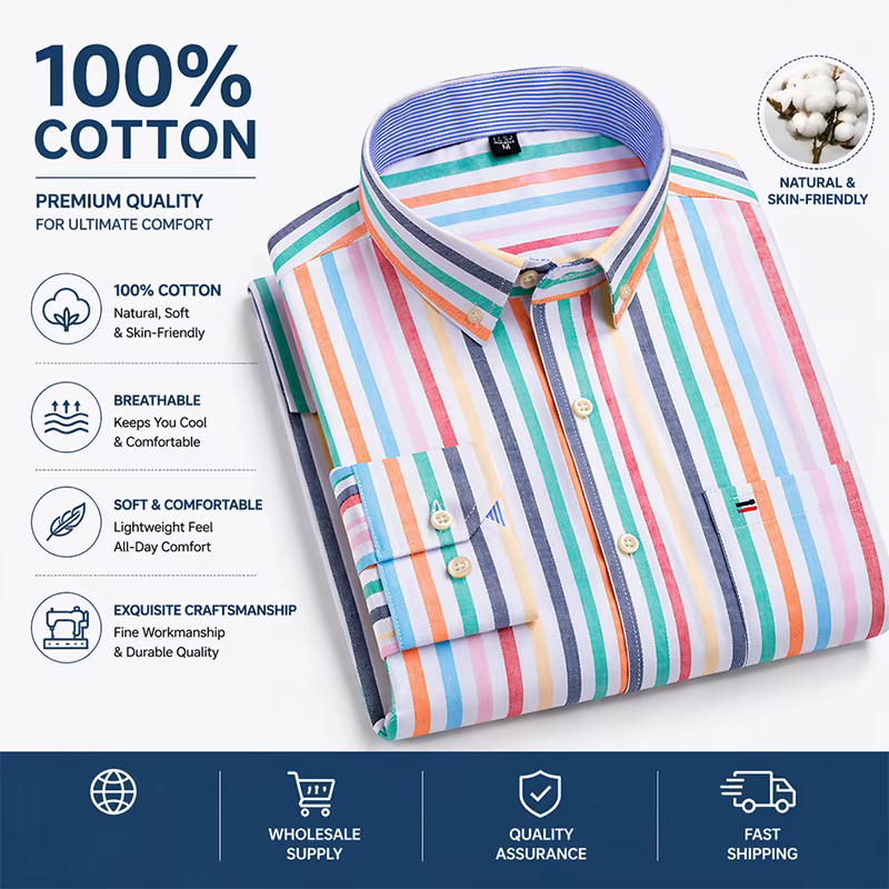 Chemises décontractées 100 % coton Oxford pour hommes
