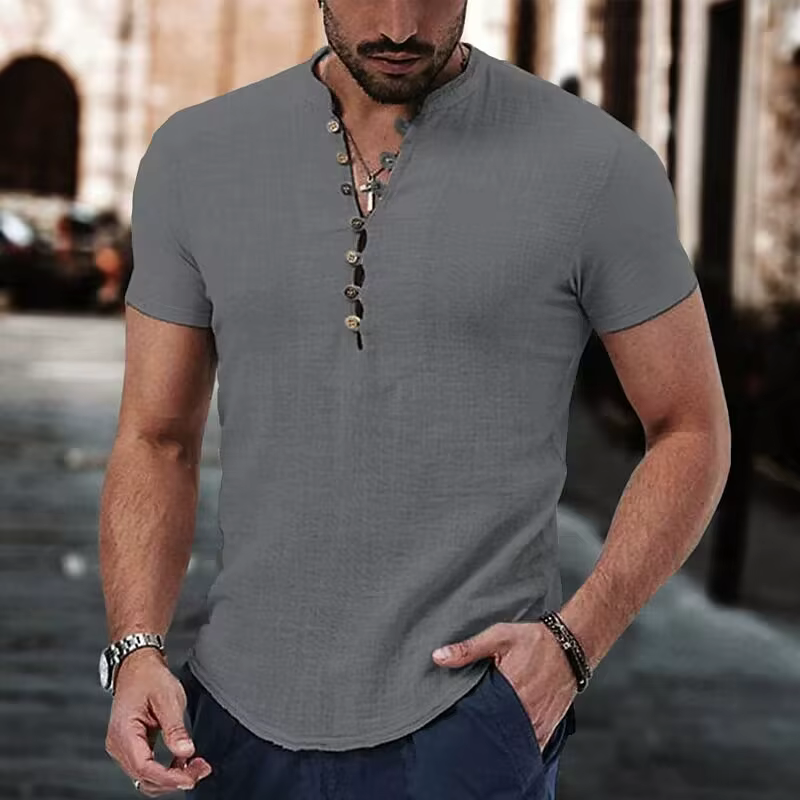 Chemise rétro en lin pour hommes