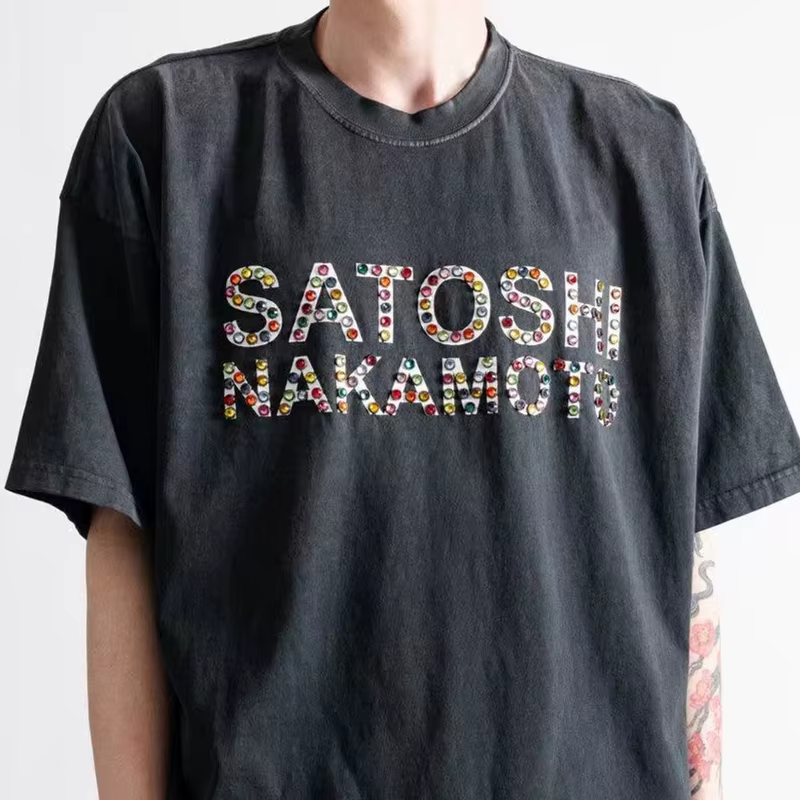 T-shirt avec logo clouté Satoshi Nakamoto pour hommes et femmes