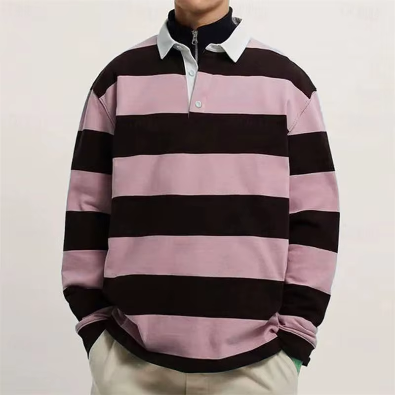 Polo rayé à manches longues pour hommes