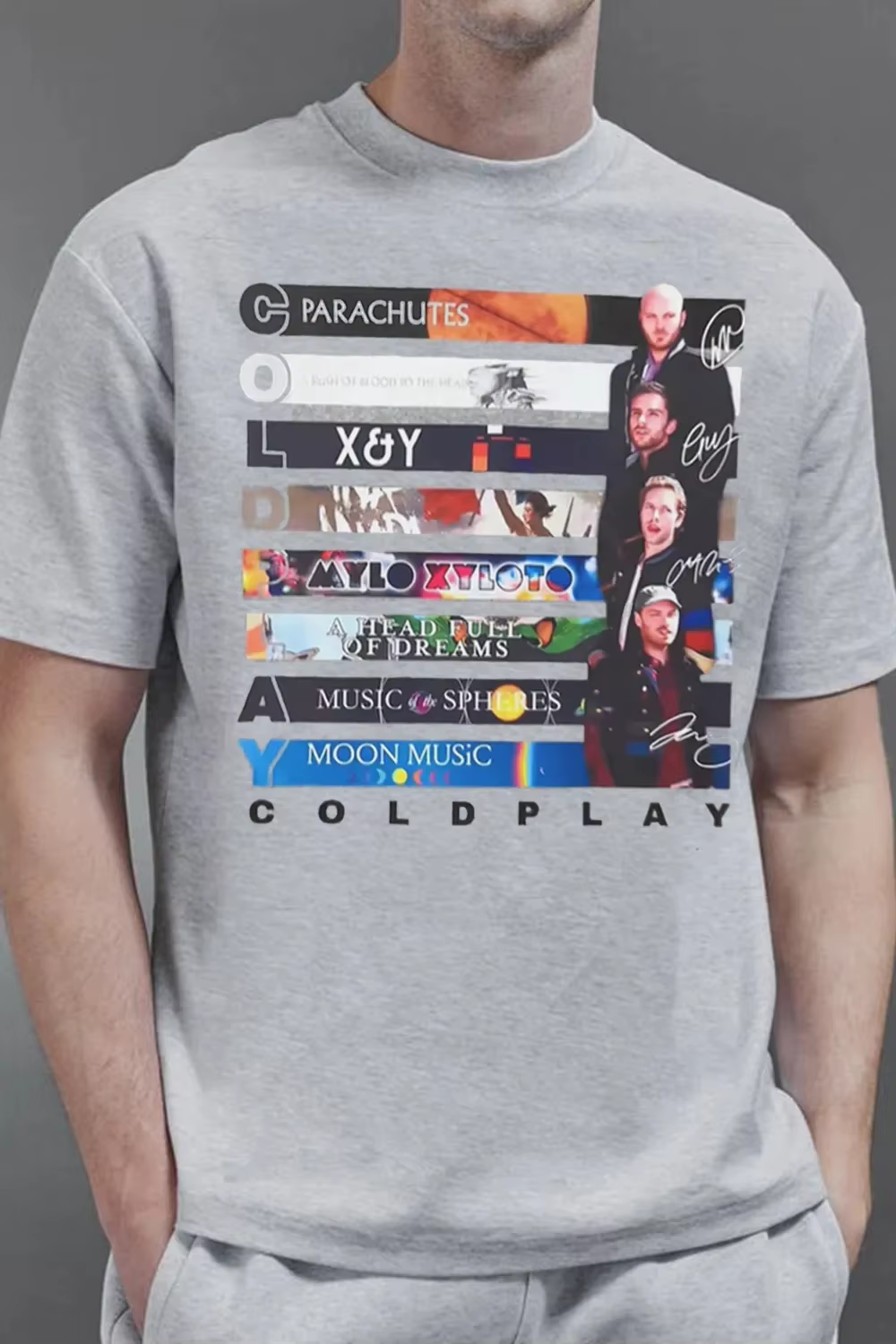 T-shirt unisexe tendance en coton à manches courtes et col rond pour homme et femme, coupe ample, idéal pour l'été – Édition limitée Cold-plays