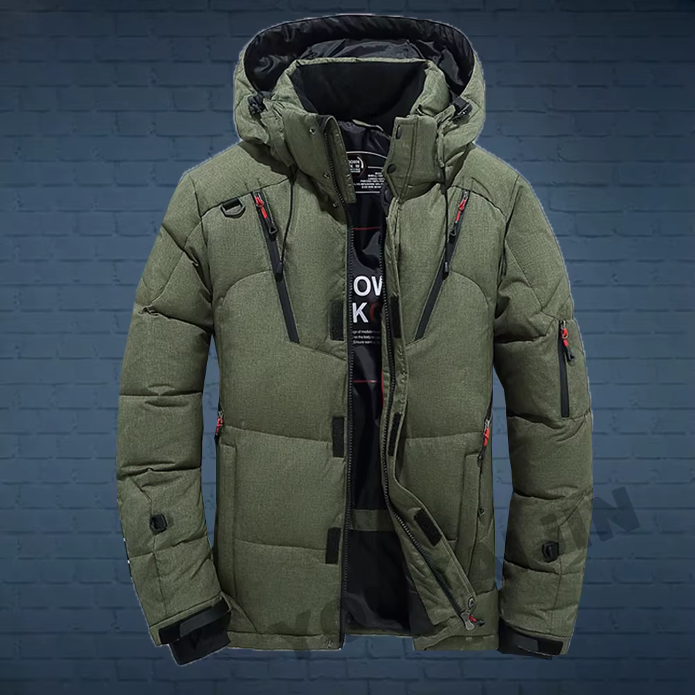 Doudoune 5XL pour hommes -20 ° C Manteau à capuche chaud en duvet de canard blanc pour l'hiver
