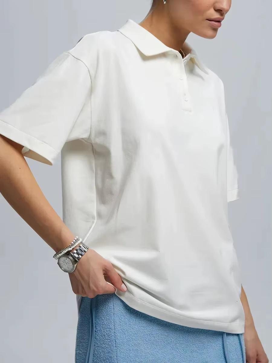 Chemises Polo Tendance pour Femmes, Style Décontracté, Chemises de Golf Respirantes pour Hommes, T-shirts Unisexe, Streetwear, Hauts Blancs Oversize