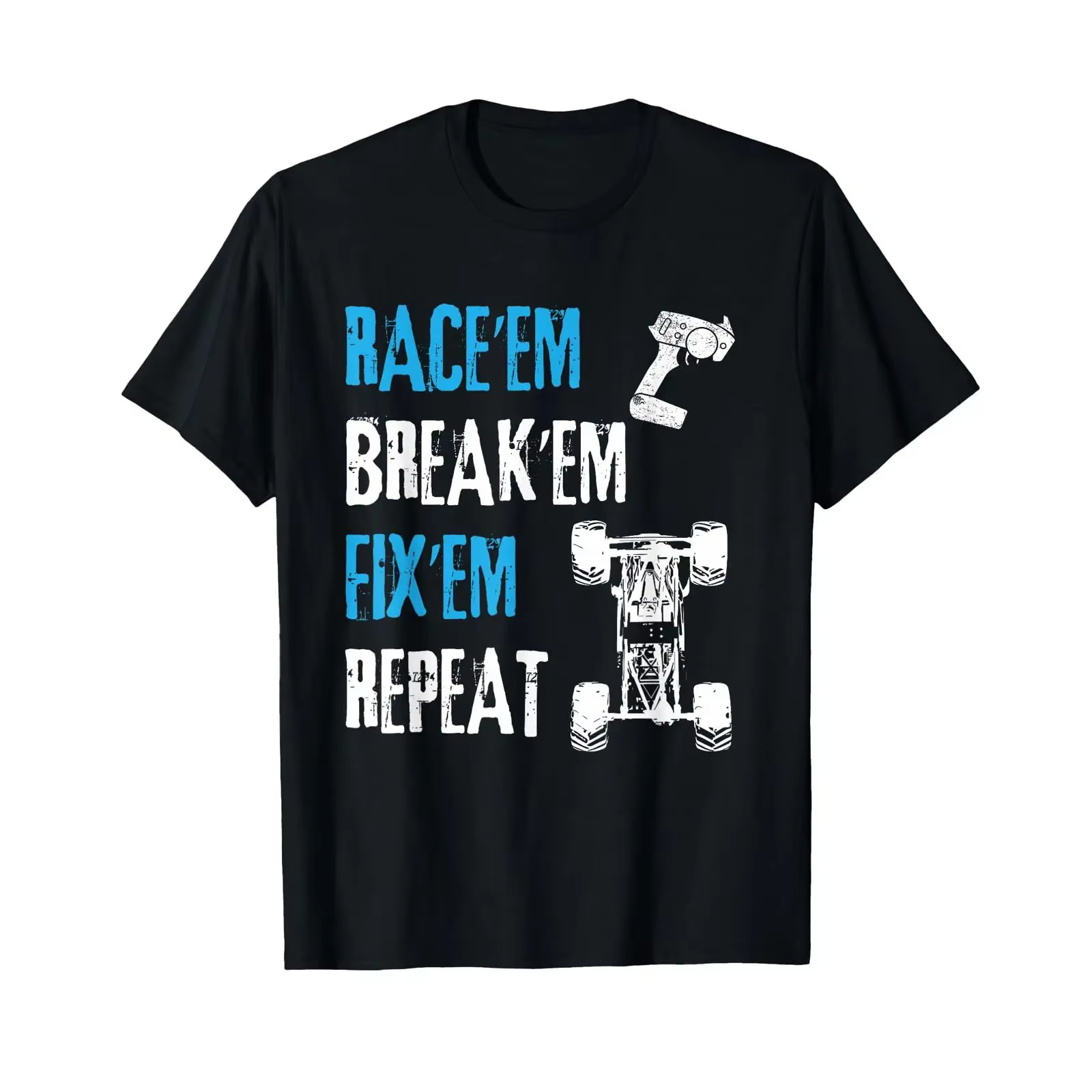T-shirt de course RC télécommandé vintage délavé légèrement respirant extensible unisexe graphique décontracté homme élégant