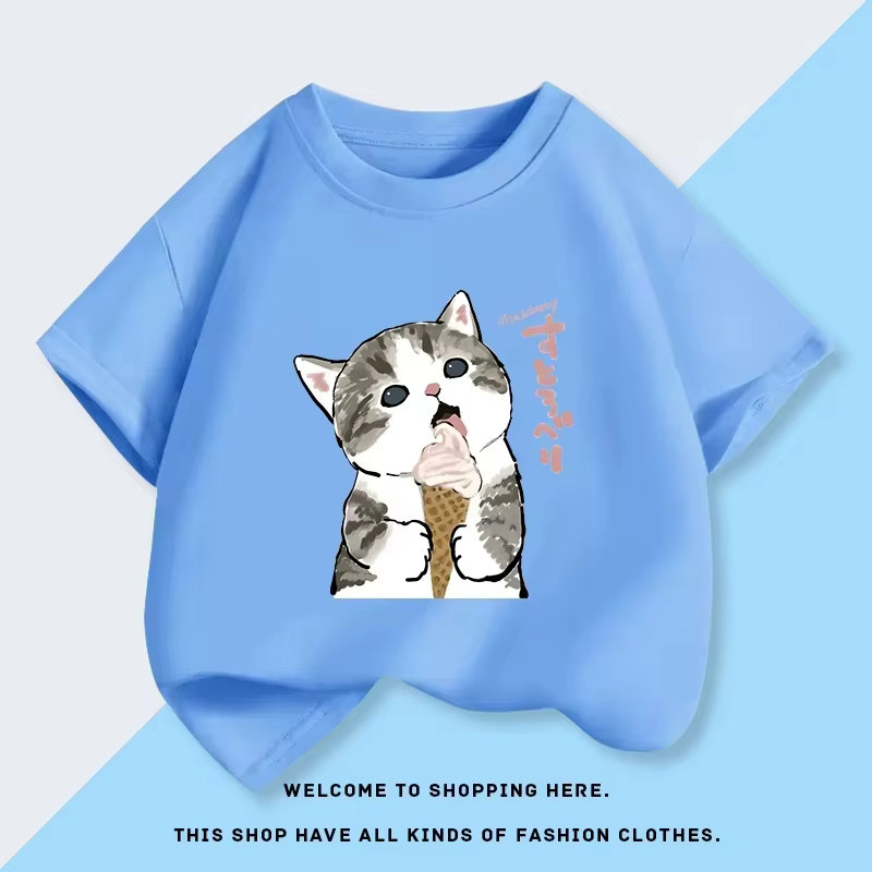 Nouveau T-shirt à manches courtes Mofusand pour fille, haut en pur coton pour bébé, nouvelle collection été, chemise de base pour enfants 2026