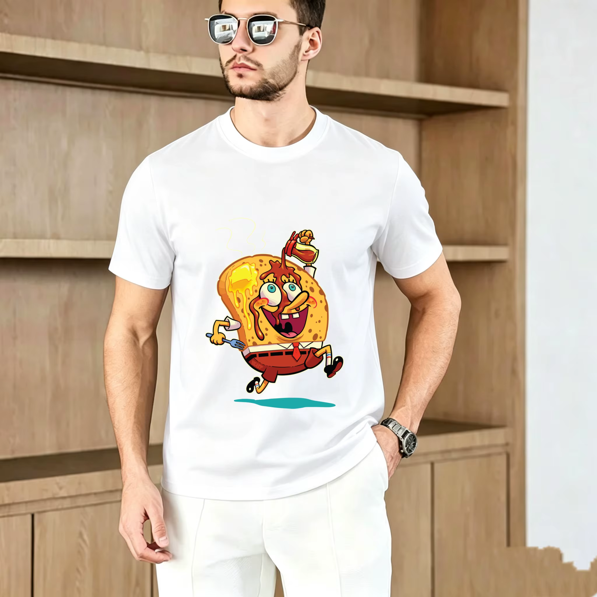 T-shirt pour homme à col rond 100% coton respirant