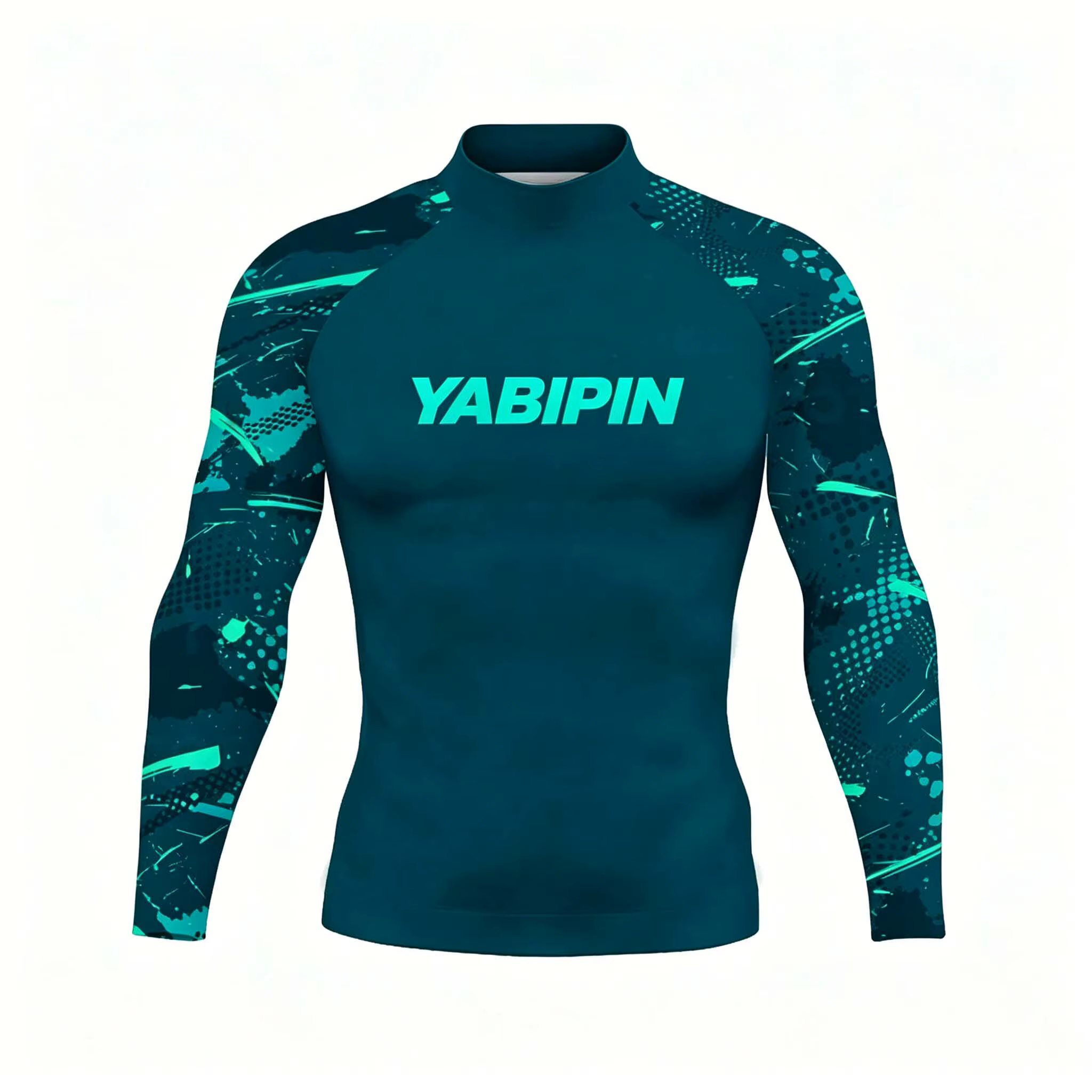 Rashguard à manches longues à séchage rapide pour homme avec col montant – T-shirt de plage anti-UV