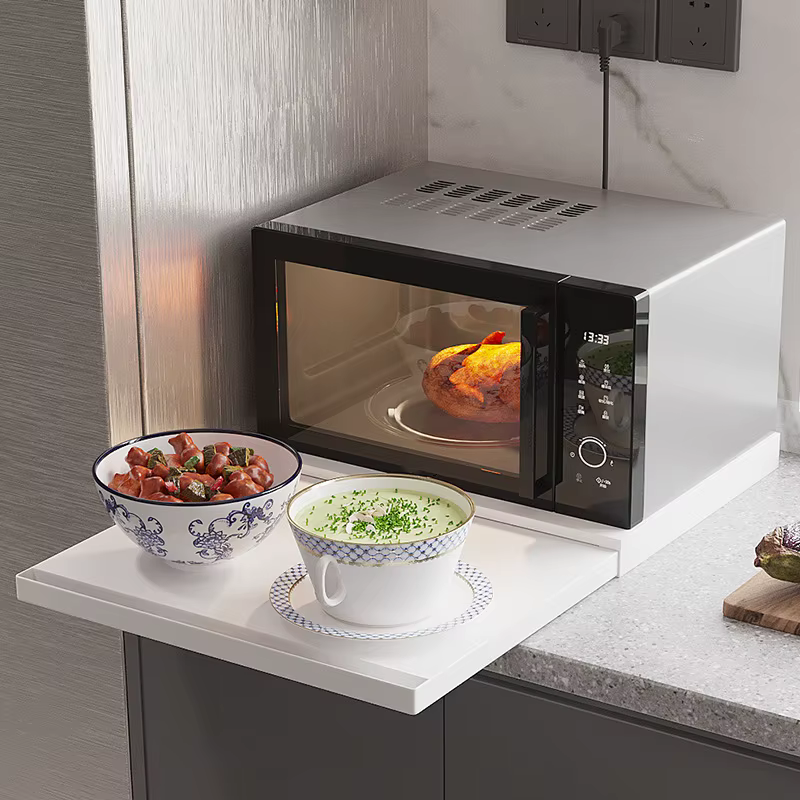 Organisateur extractible de comptoir de cuisine, étagère push-pull à tiroir, support inférieur de four à micro-ondes