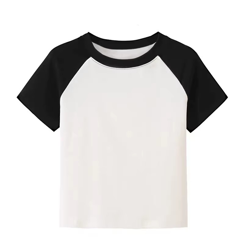 T-shirt à manches courtes en pur coton Raglan Unique pour femmes