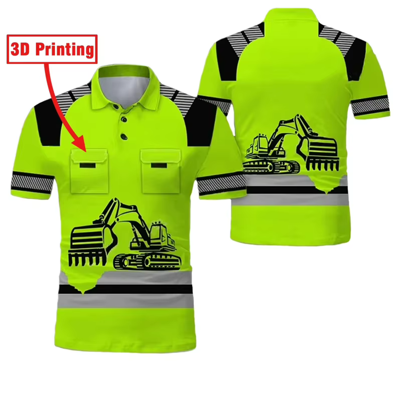 Faux projet uniformes de travail pelle impression 3D Cosplay surdimensionné hommes Polo à manches courtes haut t-shirt respirant uniforme vêtements