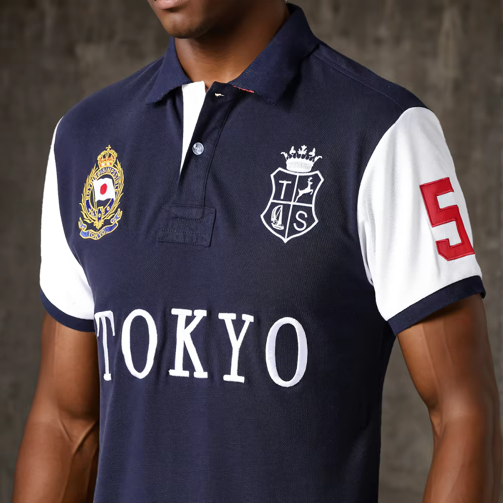 Polo pour homme Tokyo Japon Royal à manches courtes