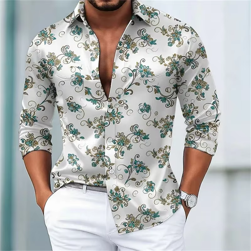 Chemise à imprimé Floral pour hommes