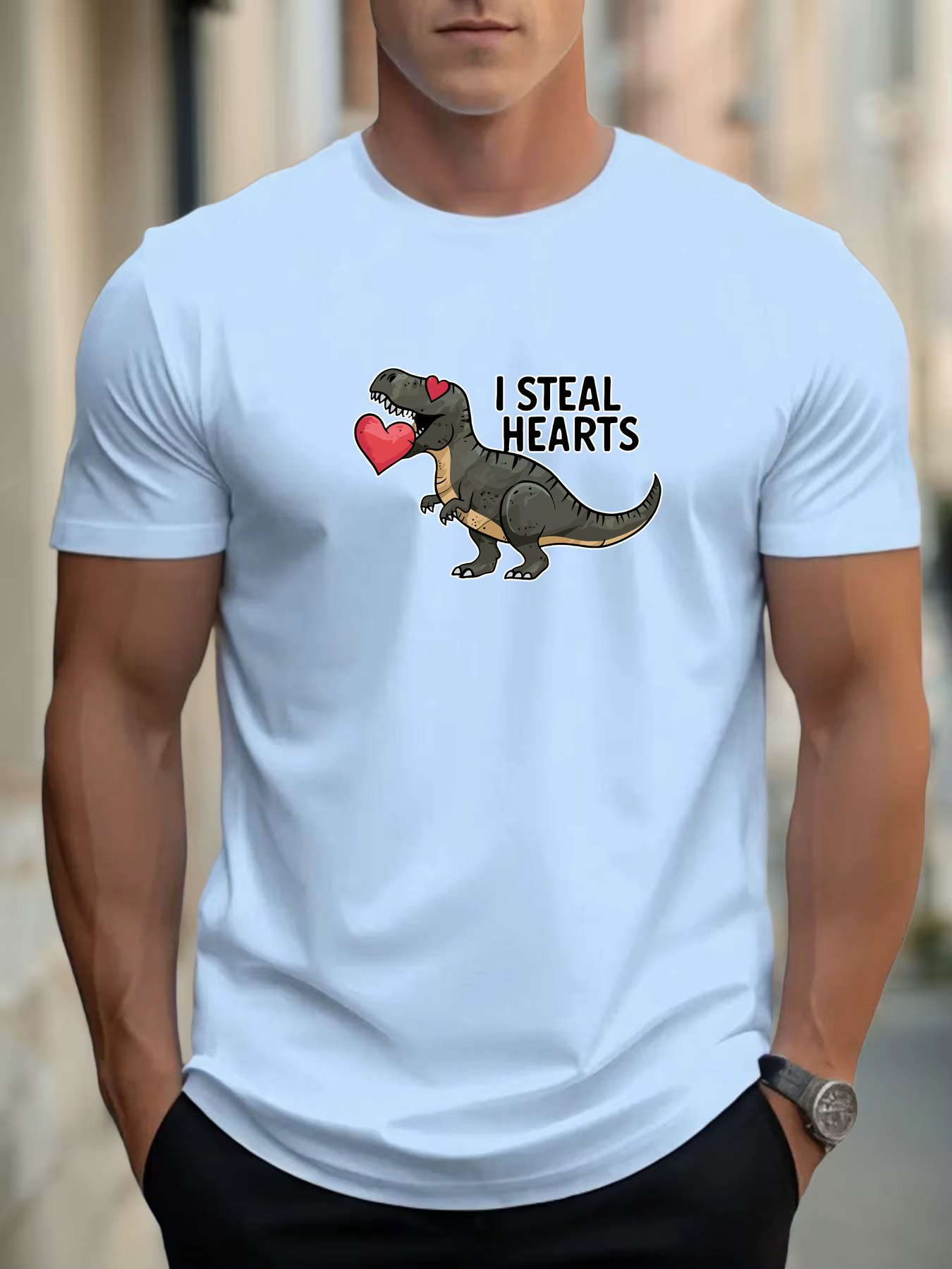 T-shirt pour hommes I STEAL HEARTS 100 % coton impression graphique été