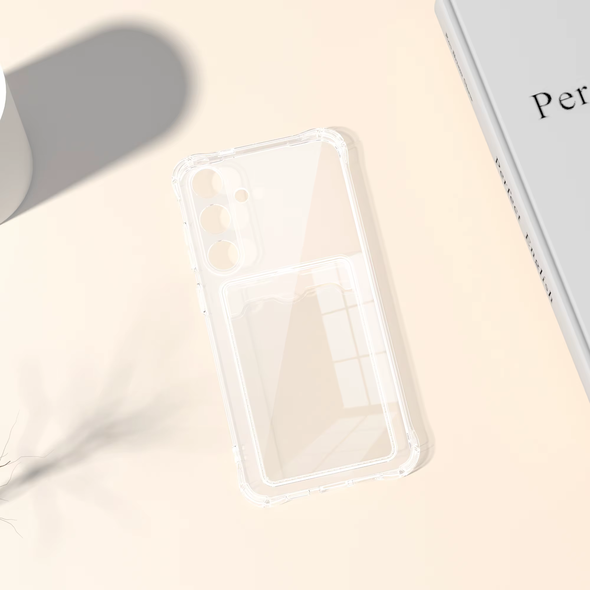 Étui en silicone transparent avec fente pour carte pour Samsung Galaxy S26 S25 Edge S24 S23 S22 S21 Plus Note 20 Ultra S20 FE Protection Cover