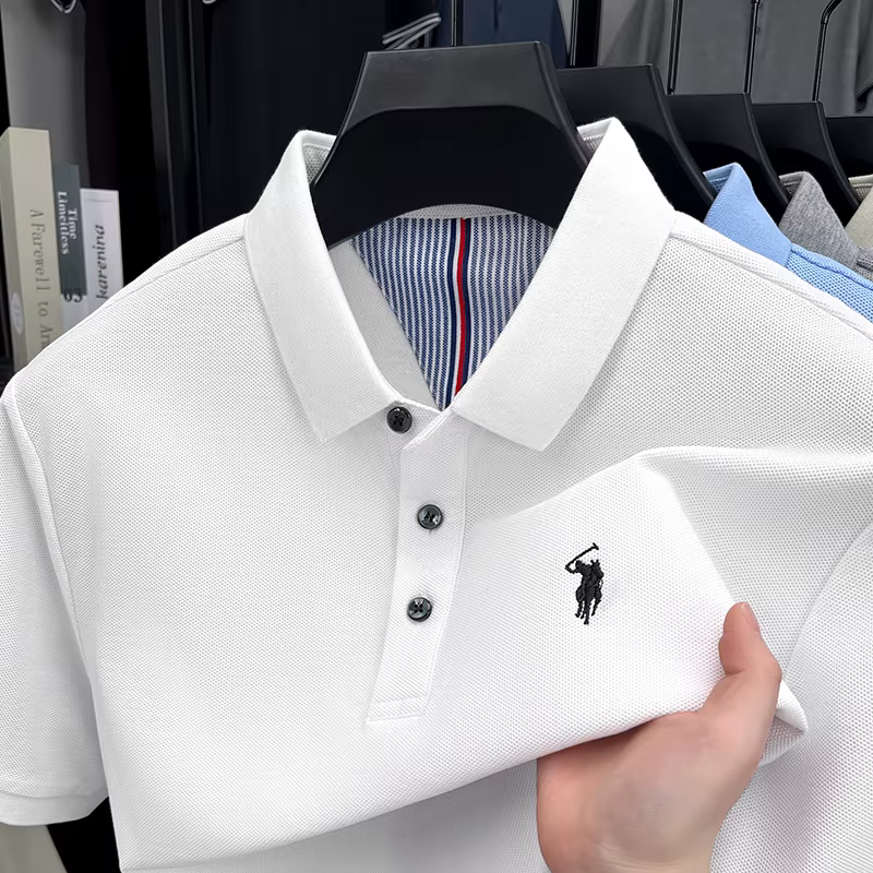 Marque haut de gamme 100% coton manches courtes polo shirt hommes luxe classique vente chaude poney broderie mode