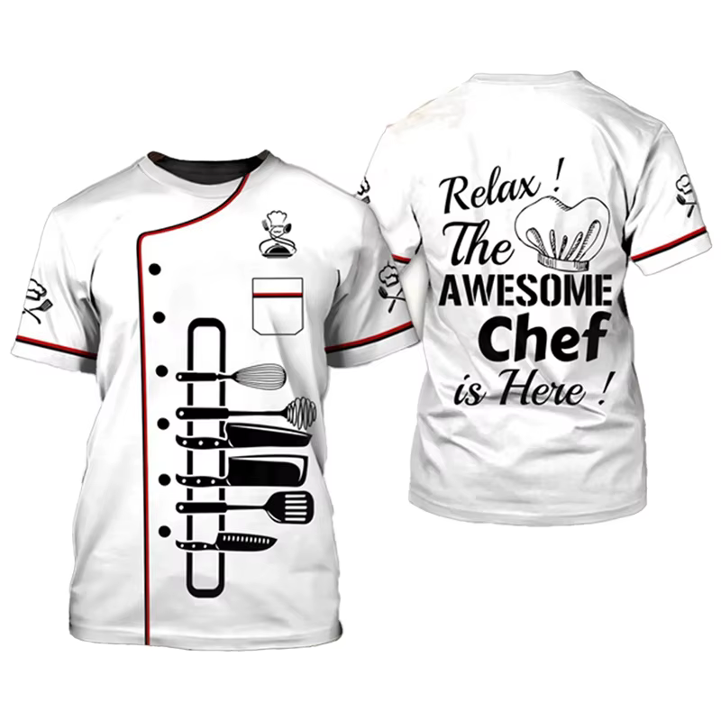 Chef T-Shirt hommes vêtements de créateurs à manches courtes t-shirts impression 3D ustensiles de cuisine Design Cool