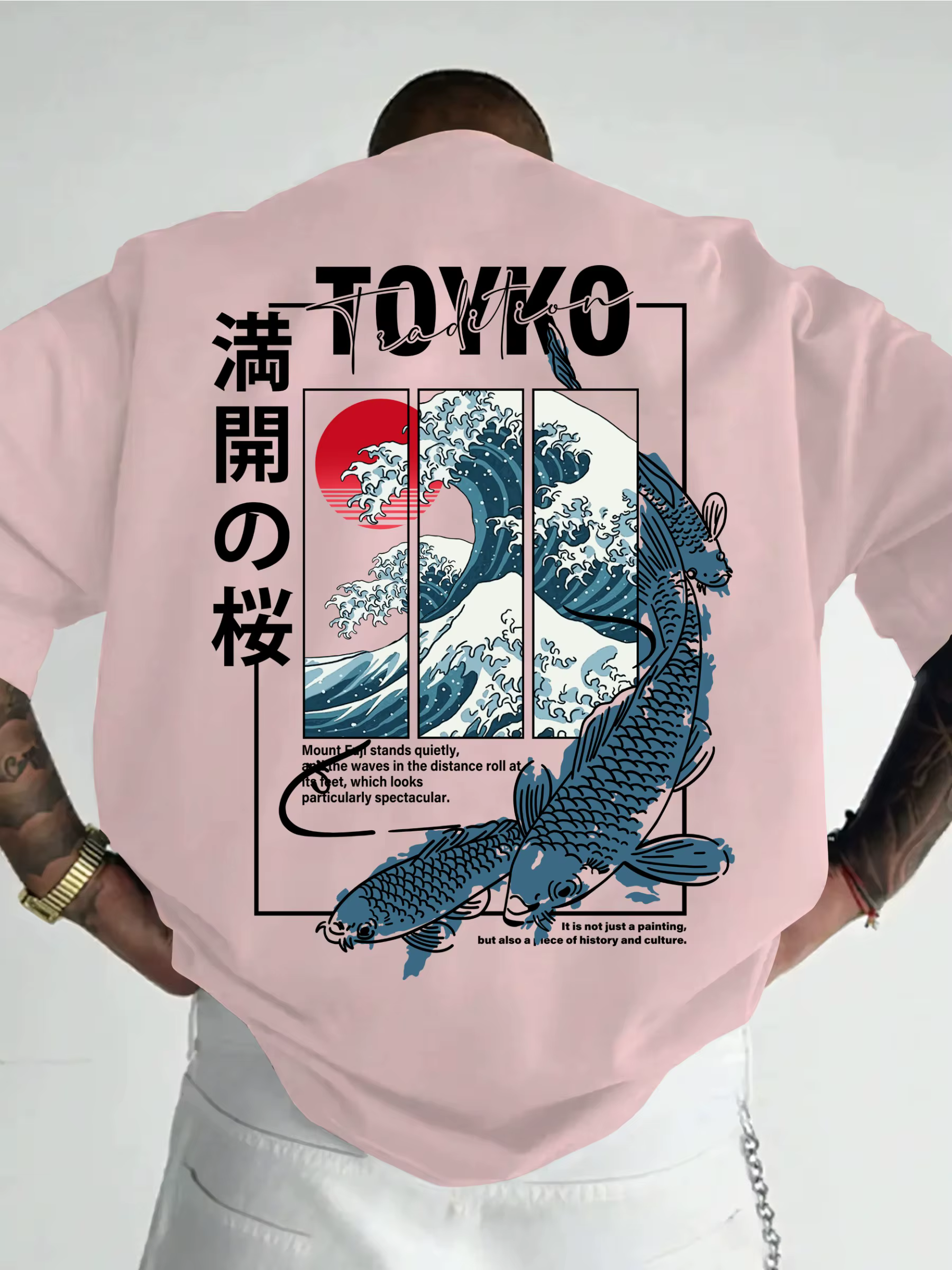 T-shirt unisexe japonais « TOYKO » avec motif vague et dragon