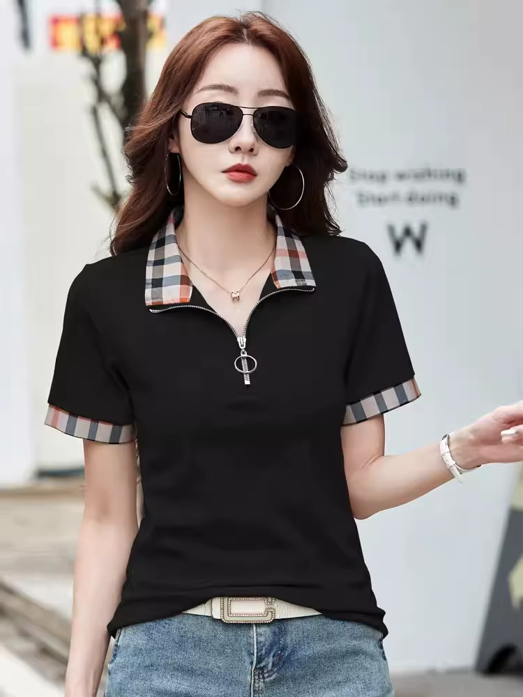 Nouveau T-shirt Polo d'été en coton pour femmes