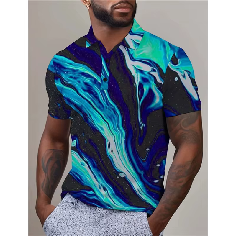 Polo imprimé 3D motif marbre pour homme