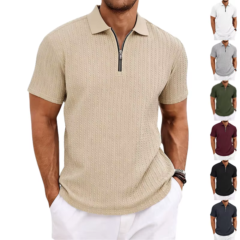 Polo à manches courtes avec col zippé