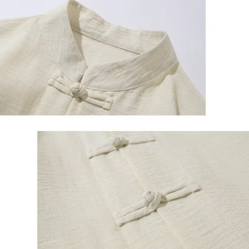 M-XXXXXL 2025 été coupe ample Style chinois hommes longue coton lin chemise couleur unie grande taille demi manches haut traditionnel 5XL