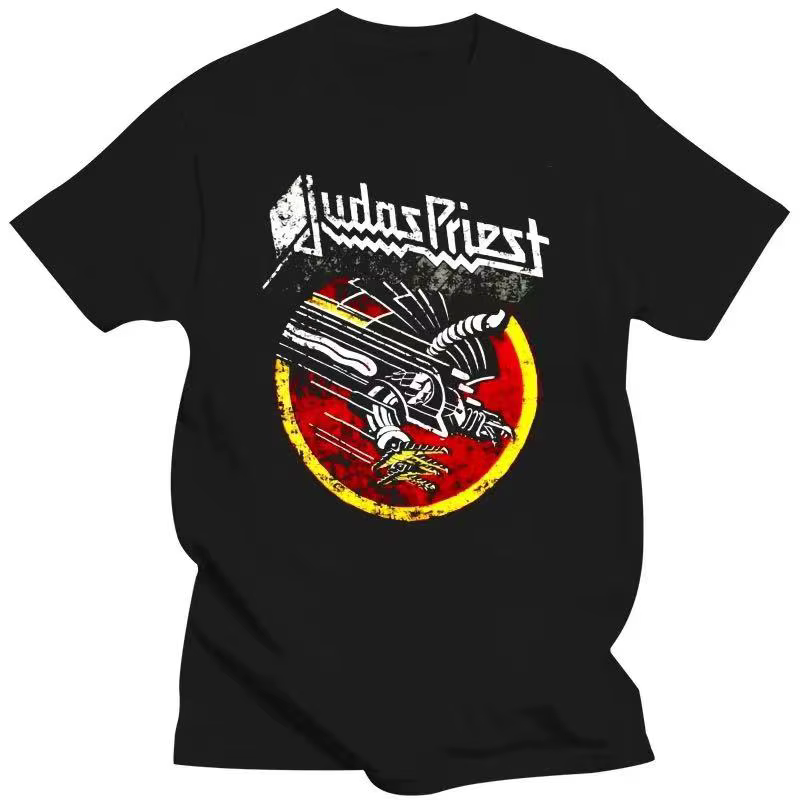 Judas Priest T-Shirt Cool noir imprimé graphique rétro Vintage groupe t-shirts pour hommes 80023