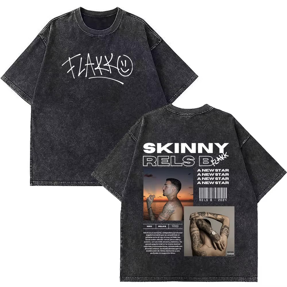 Rappeur RELS B Skinny Flakk A New Star Album Merch T-shirt hommes femmes mode Hip Hop T-shirts coton surdimensionné lavé
